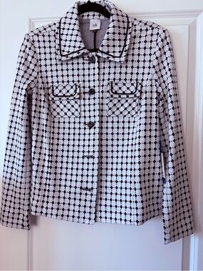 CAbi Black and White Geo-Pattern Tailored Jacket
